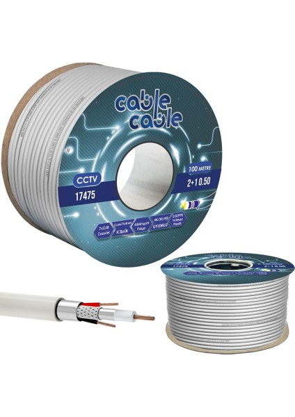 2+1 Cctv Kamera Kablosu 0.50 mm 100 mt Cablecable