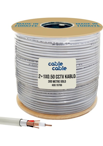 2+1 CCTV 0.50 Kamera Kablosu Gold 300mt Poke Pk-1016