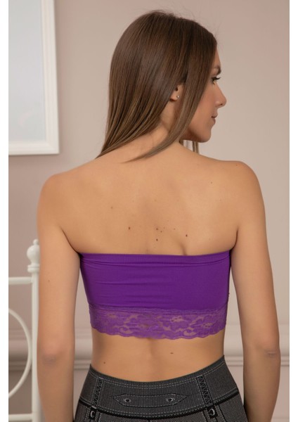 Mor Çıkarılabilir Sünger Destekli Dantelli Bondeo fiyatları