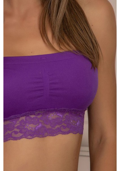 Mor Çıkarılabilir Sünger Destekli Dantelli Bondeo modelleri