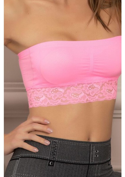 Pembe Çıkarılabilir Sünger Destekli Dantelli Bondeo modelleri