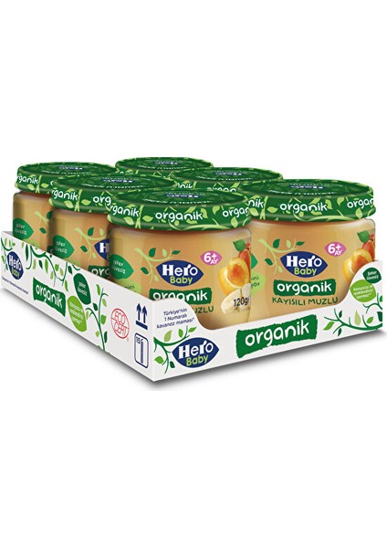 Hero Baby Organik Kayısı Muz Kavanoz Maması 120 gr x 6 Adet (Yurt Dışından)