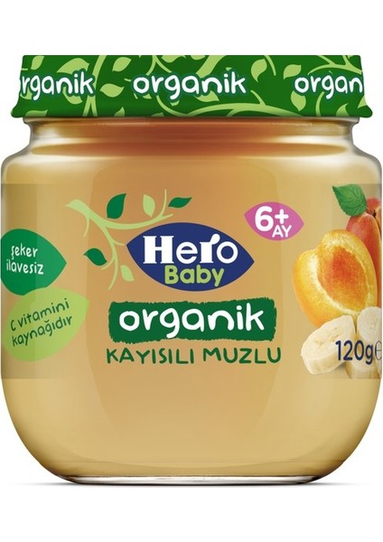 Hero Baby Organik Kayısı Muz Kavanoz Maması 120 gr x 6 Adet (Yurt Dışından)