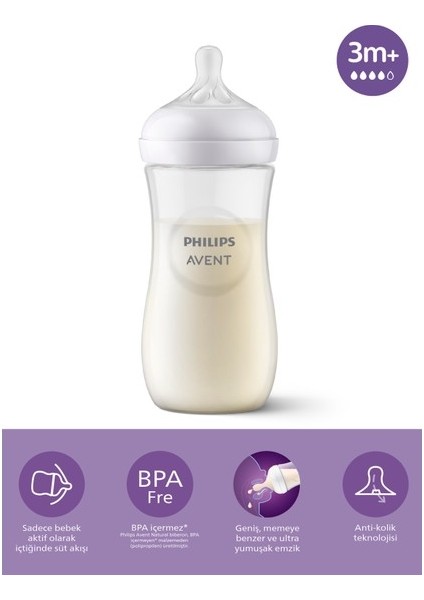 Philips Avent Natural Response Pp Biberon, 330ML, 3+ Ay,doğal Tepkili Biberon Emziği, SCY906/01 (Yurt Dışından)