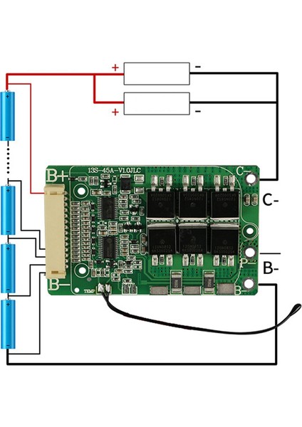 Lityum Pil Dengeli Bms 13S 48V 18650 Paket Şarj Pcb PCM,15A (Yurt Dışından)