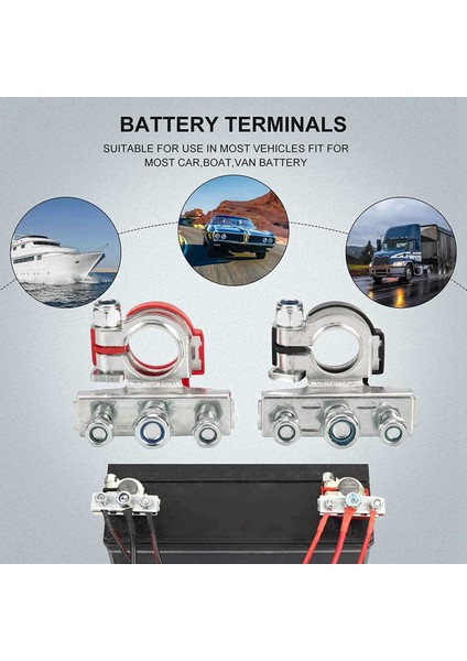 Araç Akü Terminal Konnektörü Akü Kelepçesi Konnektör Terminal Konnektörü Arabalar Tekneler Kamyonlar Için Uygun (Yurt Dışından)