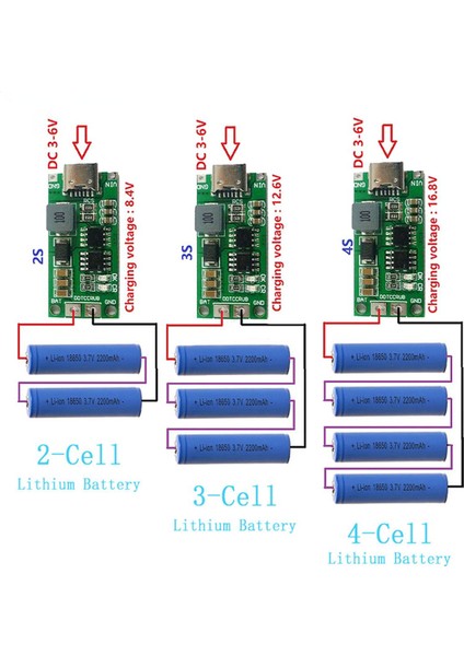 Çok Hücreli 2s 3s 4s Tip-C'den 8.4V 12.6V 16.8V Step-Up Boost Lipo Polimer Li-Ion Şarj Cihazı 7.4V 11.1V 14.8V 18650 Lityum Pil (Yurt Dışından)