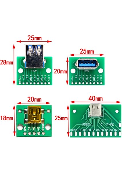 5 Adet USB Erkek Konnektör/mını Mikro USB Dıp Adaptörü Dişi Konnektör 2.54 Konnektör B Tipi-C Usb2.0 3.0 Dişi Dönüştürücü (Yurt Dışından)