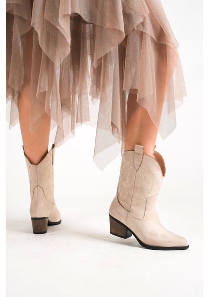 Bertha Yeni Sezon Bej Süet Kovboy Bot fiyatları