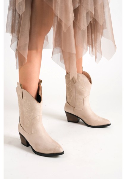 Bertha Yeni Sezon Bej Süet Kovboy Bot fırsatları