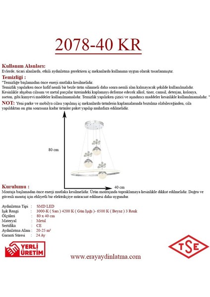 2078-40 Kr 3 Toplu LED Krom Avize