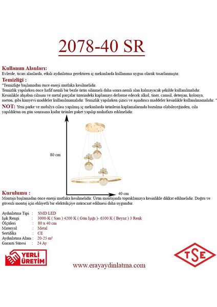 2078-40 Sr 3 Toplu LED Gold Avize(Beyaz Işık -Sarı Işık - Gün Işığı) modelleri