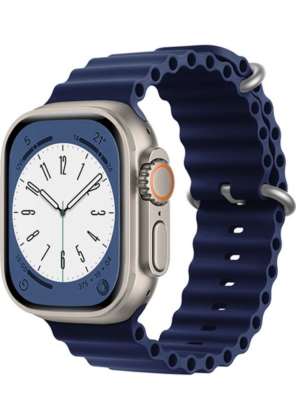 Apple Watch 8 41MM Için Oluklu Ocean Silikon Kordon Kayış - FC006