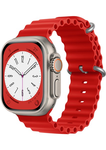 Apple Watch 8 41MM Için Oluklu Ocean Silikon Kordon Kayış - FC006