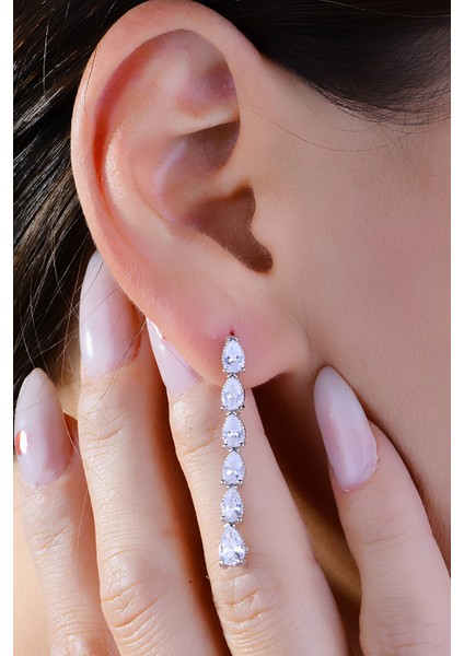 Kadın 925 Ayar Gümüş Tam Tur Damla Salkım Su Yolu Set fırsatları