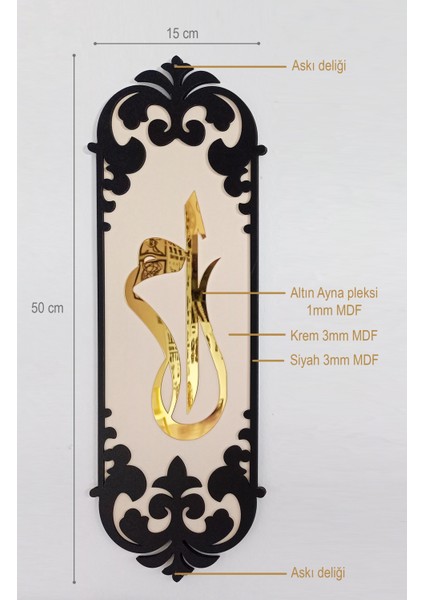 3lü Set Elif-Lam Islami Figür 15 x 40 cm modelleri