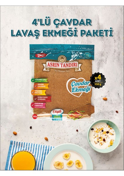 Asrın Tandırı Ekşi Mayalı Çavdar Lavaş Tandır Ekmeği 4 x 340 gr