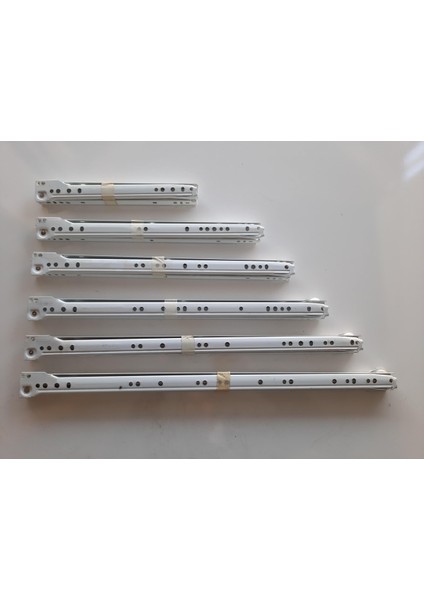 Metal Beyaz Çekmece Rayı 35CM 1 Takım (1 Çekmecelik)
