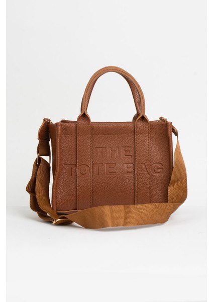 Kadın Taba Çapraz Askılı Fermuarlı Tote Bag Omuz Çantası