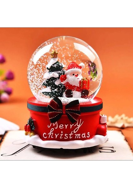 Noel Baba Yılbaşı Tasarımlı 15 cm Kar Püskürtmeli Işıklı Müzikli Kar Küresi Mega Boy Kar Püskürtmeli