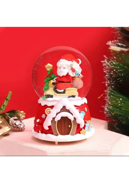 2024 Yılbaşı Noel Baba Tasarımlı 15CM Otomatik Kar Püskürtmeli Püskürtmeli Işıklı Müzikli Kar Küresi