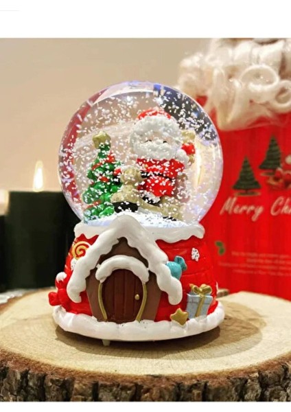2024 Yılbaşı Noel Baba Tasarımlı 15CM Otomatik Kar Püskürtmeli Püskürtmeli Işıklı Müzikli Kar Küresi