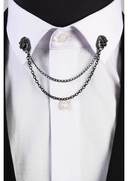 Aslan Gömlek Yaka İğnesi Siyah