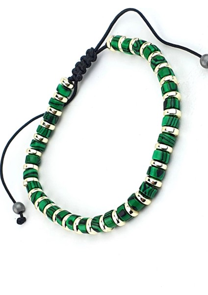 Malakit ve Hematit Taşlı El Işi Tasarım Doğal Taş Bileklik