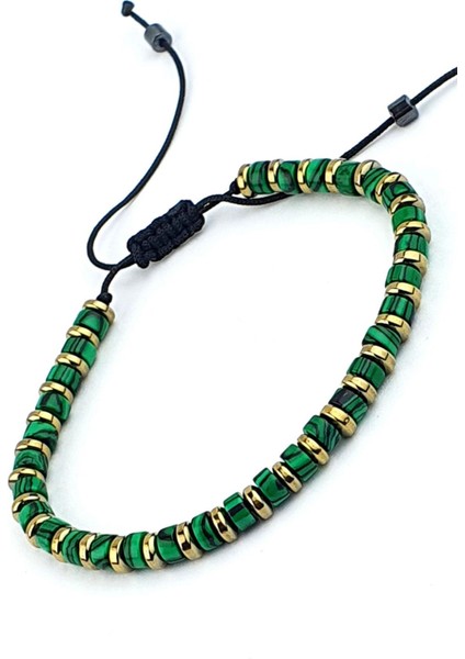 Malakit ve Hematit Taşlı El.işi Tasarım Doğal Taş Bileklik