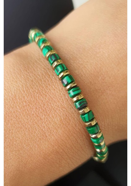 Malakit ve Hematit Taşlı El.işi Tasarım Doğal Taş Bileklik fiyatları