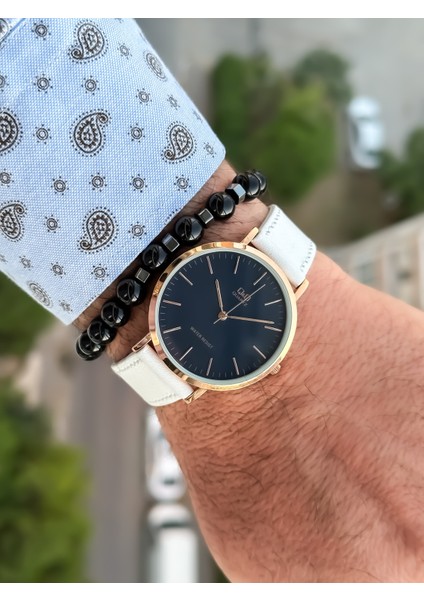 Retro Beyaz Renk , Su Geçirmez, Deri Kordon Erkek Kol Saati+Bileklik fırsatları