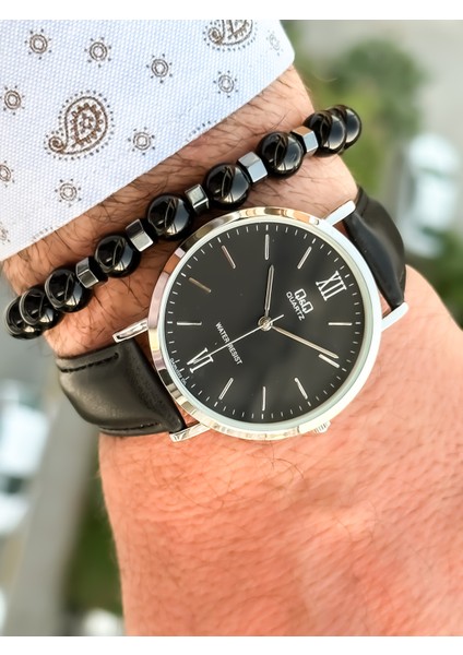 Marka Retro Siyah Renk 24 Ay Garantili Su Geçirmez Deri Kordon Erkek Kol Saati Bileklik modelleri
