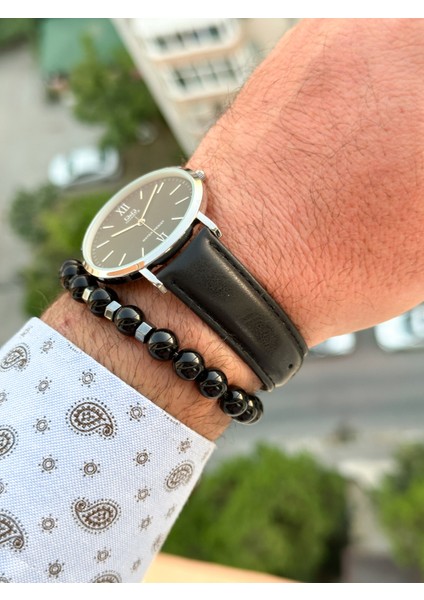 Marka Retro Siyah Renk 24 Ay Garantili Su Geçirmez Deri Kordon Erkek Kol Saati Bileklik fırsatları
