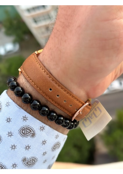 Marka Retro Taba Renk 24 Ay Garantili,su Geçirmez, Deri Kordon Erkek Kolsaati+Bileklik indirimleri