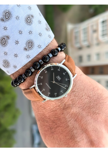 Marka Retro Taba Renk 24 Ay Garantili,su Geçirmez, Deri Kordon Erkek Kolsaati+Bileklik fırsatları