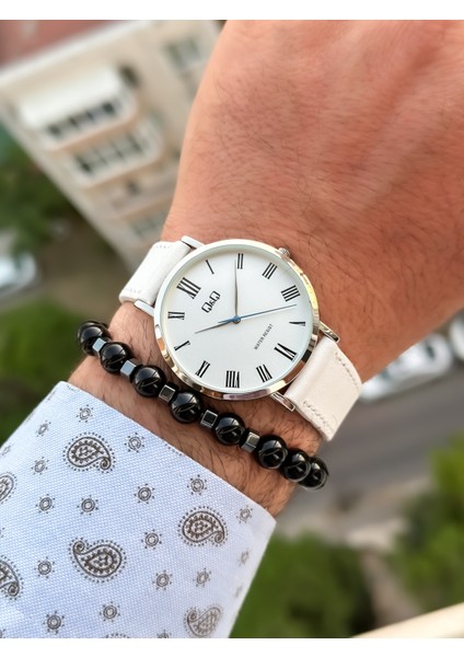 Marka Retro Beyaz Renk 24 Ay Garantili,su Geçirmez, Deri Kordon Erkek Kol Saati+Bileklik fiyatları