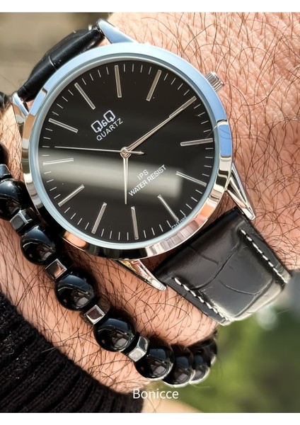 Marka Siyah Deri Kordon Su Geçirmez,2 Yıl Garantili Erkek Kol Saati Bileklik