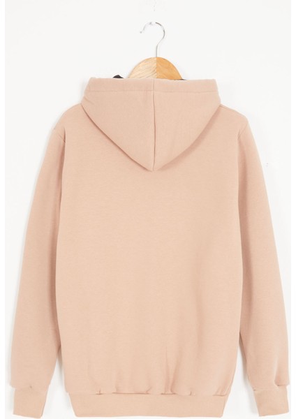 Bej Polarlı Kanguru Cepli Çocuk Kapüşonlu Sweatshirt 17081
