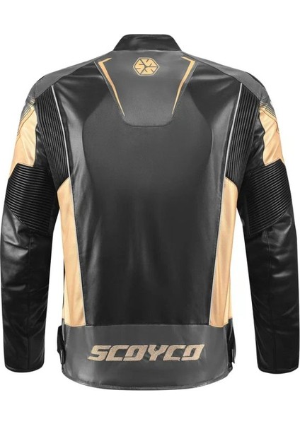 Motosiklet Montu 4 Mevsim Deri ve Maxdura Kumaş Racing Mont Pu Leather Black-Gold indirimleri