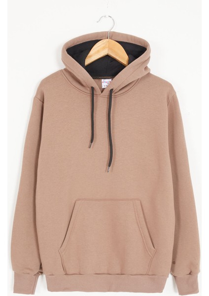 Kahverengi Polarlı Kanguru Cepli Çocuk Kapüşonlu Sweatshirt 17080