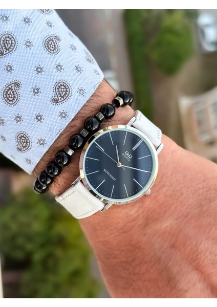 Marka Retro Beyaz Renk, 24 Ay Garantili, Su Geçirmez, Deri Kordon Erkek Kol Saati+Bileklik modelleri