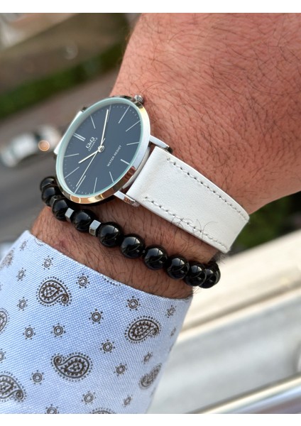 Marka Retro Beyaz Renk, 24 Ay Garantili, Su Geçirmez, Deri Kordon Erkek Kol Saati+Bileklik fırsatları