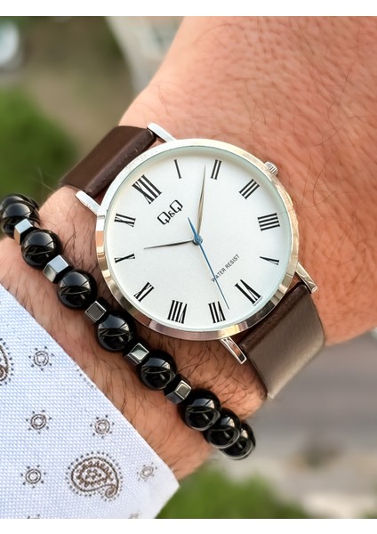 Retro Kahverengi 24 Ay Garantili,su Geçirmez, Deri Kordon Erkek Kol Saati+Bileklik fiyatları