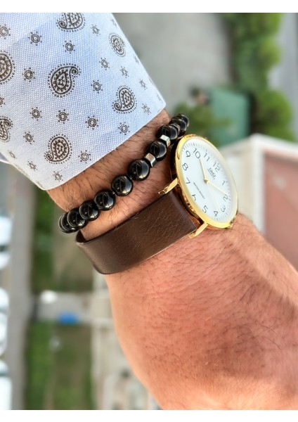 Marka Retro Kahverengi 24 Ay Garantili,su Geçirmez, Rakamlı Deri Kordon Erkek Kolsaati+Bileklik fırsatları