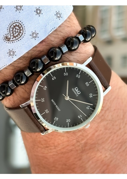 Marka Retro Kahverengi 24 Ay Garantili,su Geçirmez, Deri Kordon Erkek Kolsaati+Bileklik fırsatları