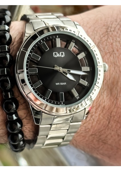 Marka Çelik Kordon Su Geçirmez 2 Yıl Garantili Gümüş Renk Erkek Kol Saati+Bileklik