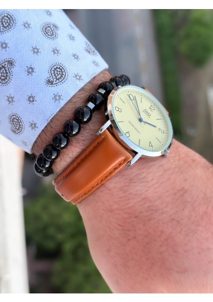 Marka Retro Taba Renk 24 Ay Garantili,su Geçirmez, Deri Kordon Erkek Kolsaati+Bileklik indirimleri