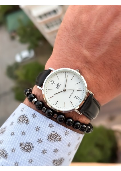 Marka Retro Siyah Renk 24 Ay Garantili,su Geçirmez, Deri Kordon Erkek Kolsaati+Bileklik fiyatları