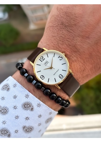 Retro Kahverengi, 24 Ay Garantili, Su Geçirmez, Deri Kordon Erkek Kol Saati + Bileklik fırsatları