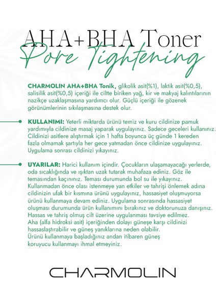 Aha + Bha Toner Pore Tightening Sıkılaştırıcı Tonik 250ML